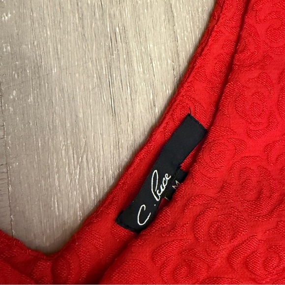 C. Luce Vibrant Red Textured Mini Dress Cut-Out back - Picture 3 of 9